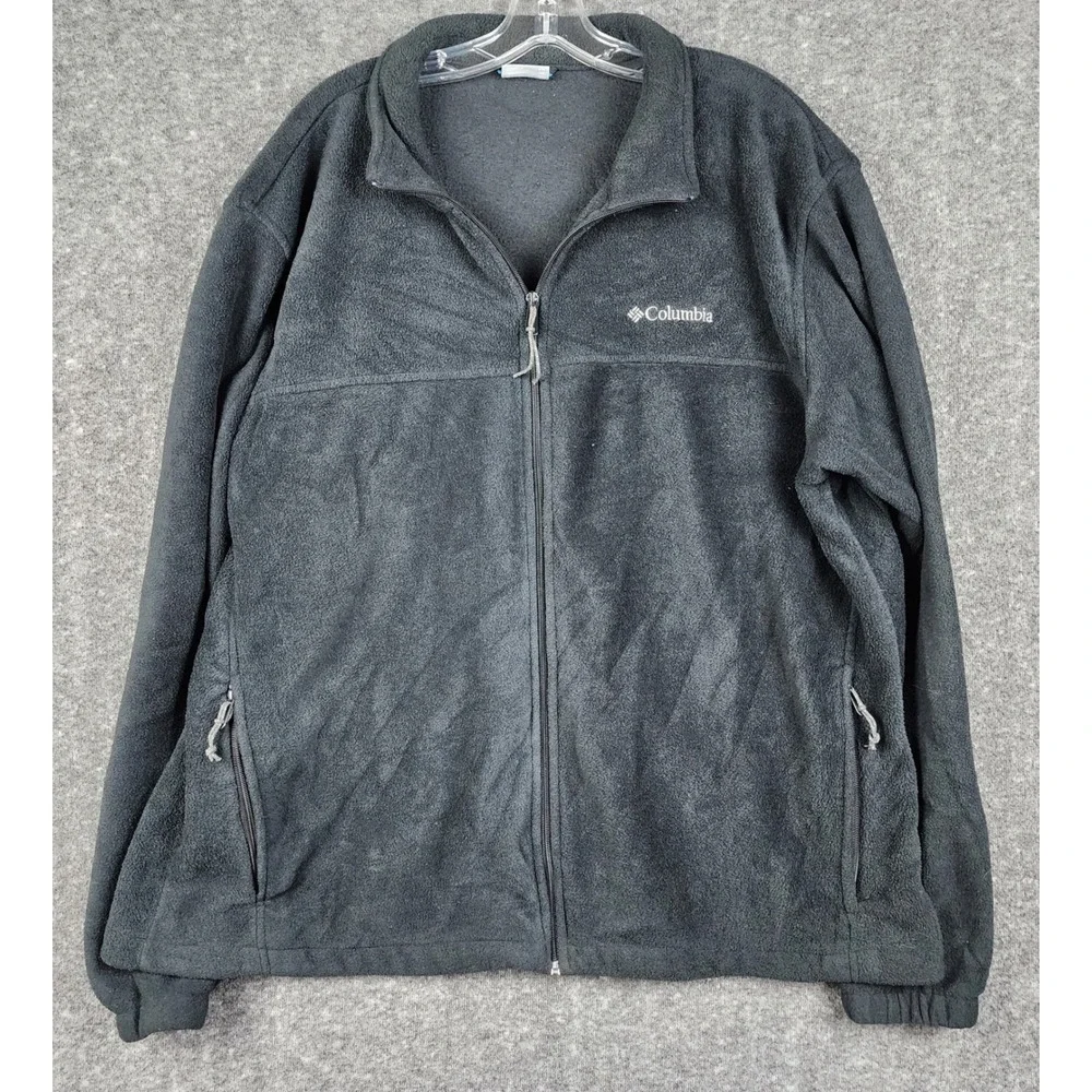Columbia Fleece Jacket Mens XXL Black Steens Mountain Full Zip‎ WM3220